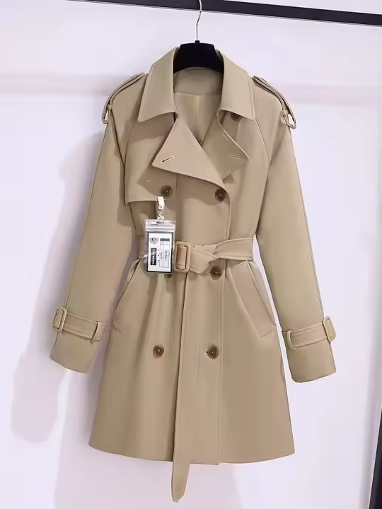 EVNISI Chaqueta De Trench Elegante Para Mujer Doble Botón Slim Con Cinturón Estilo Oficina Elegante Viento Otoño Invierno Calle 2024 - 1