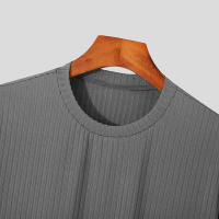 Camiseta De Verano Para Hombre Lujo Ligero Suéter De Lana Estilo Coreano Cuello Redondo Manga Larga Color Sólido Suave Básico Popular - details 18