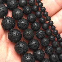 Piedras De Lava Negras Naturales 4-12mm Redondas Para Hacer Joyas Perlas Volcánicas Para Creación De Joyería - details 4