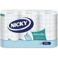 Nicky Selección Papel Higiénico - Paquete de 12 Rollos, 150 Hojas de 3 Capas, con Aroma a Talco, Papel Extrasuave Dermatológicamente Testado, Embalaje Reciclable, Celulosa 100% Pura, Certificación FSC - details 2