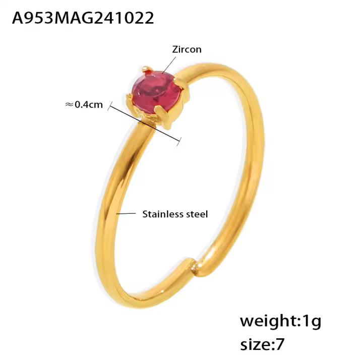 Encanto Anillo de acero inoxidable chapado en oro para mujer,meses con diseño de constelación de circonia cúbica, regalo de cumpleaños anillo de circón de una sola garra estilo, anillo de sensación de lujo ligero ajustable de acero inoxidable - 1