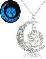 Collar para mujer, colgante, cadena de regalo, árbol de la vida de moda, colgante que brilla en la oscuridad, collar con luna azul, regalo, luna brillante, luna de fantasía - details 1
