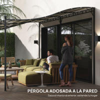 Outsunny Pérgola de Pared 6x3 m Cenador Gazebo con Techo de Poliéster Impermeable y Estructura Metálica Pabellón para Patio Terraza Balcón Crema - details 5