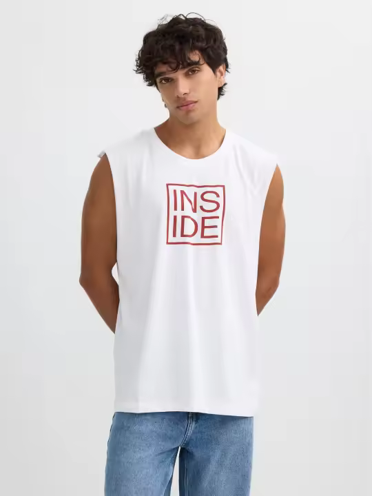 Camiseta sin mangas de algodón, cuello redondo, corte oversized INSIDE - 1