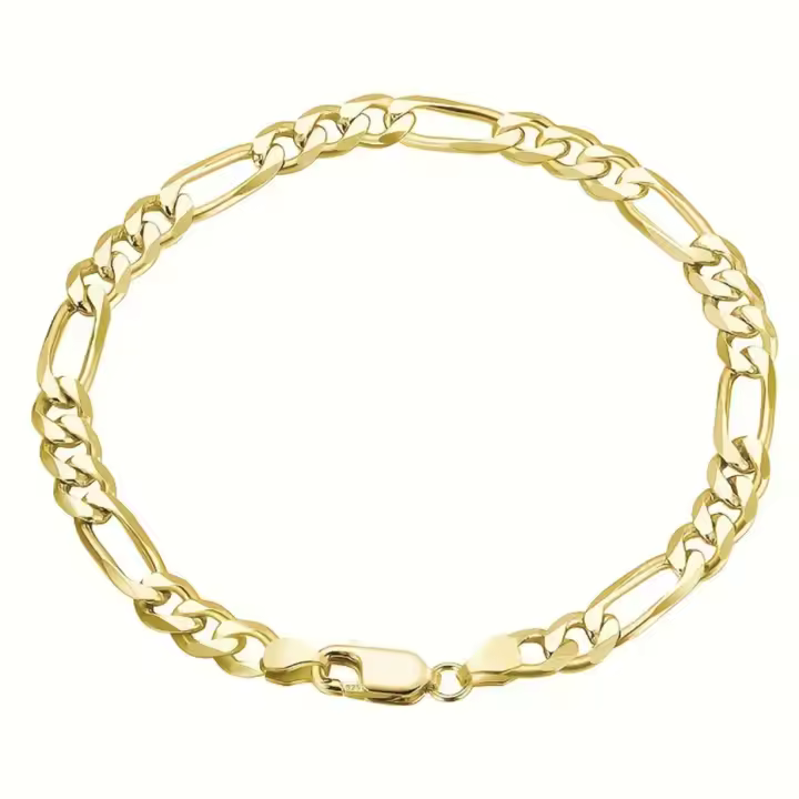 Pulsera FINA de Oro de 18K para hombre y Mujer, brazalete bonito y Noble, abalorio de moda, Cadena de 8mm Y 20cm, joyería, Gift De Fiesta de Boda - 1