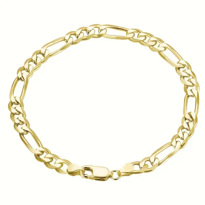 Pulsera FINA de Oro de 18K para hombre y Mujer, brazalete bonito y Noble, abalorio de moda, Cadena de 8mm Y 20cm, joyería, Gift De Fiesta de Boda - 1