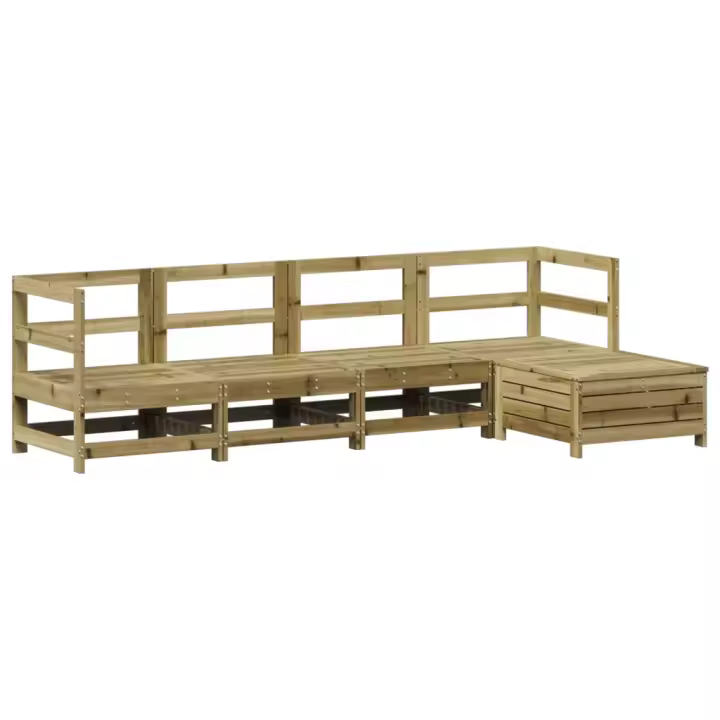 vidaXL Juego de sofás de jardín 5 piezas madera de pino impregnada - 1