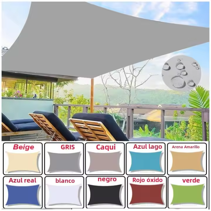 Sail De Sombra Impermeable Para Jardín Canopy De Tela De Lona Para Terraza Coche Awning Rectangular Piscina Refugio De Sol Sombreador - 1
