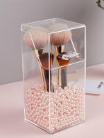 Organizador De Maquillaje Transparente De Acrílico Porta Pinceles Y Labiales Reutilizable Contenedor De Escritorio Caja De Almacenamiento Para Cosméticos - details 6