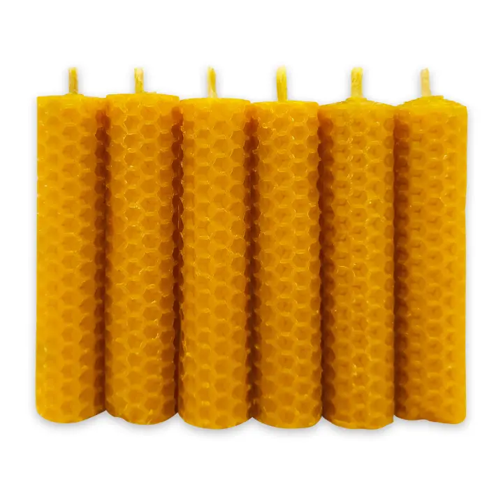 LAMARE Vela de Miel Natural 100% pura de Abeja (Pack de 6, 10 cm longitud - 2 cm diámetro) - 1