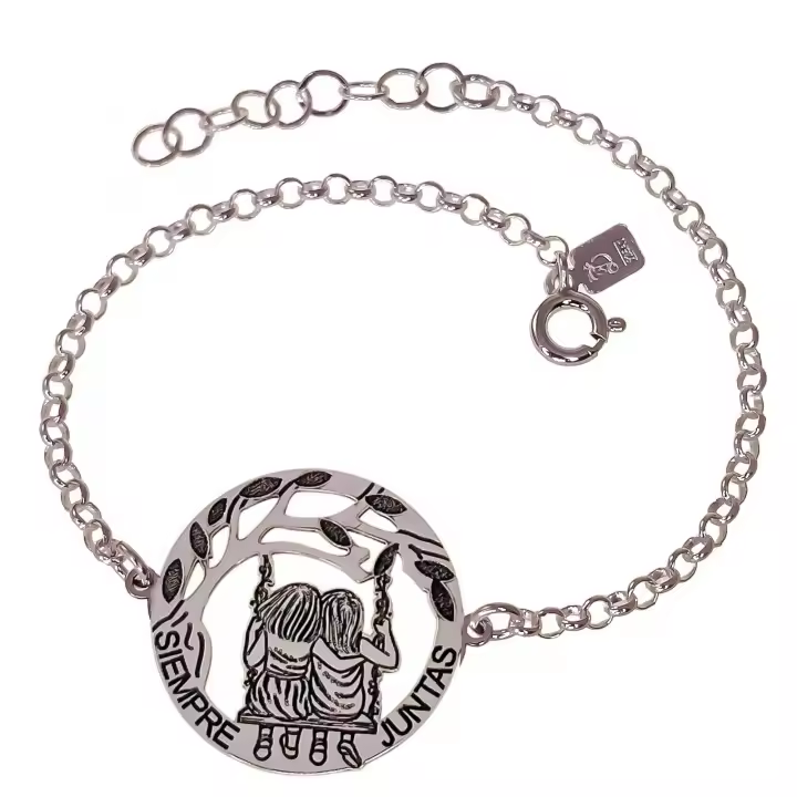 MINOPLATA Pulsera Hermanas de Plata de Ley 925 - 1
