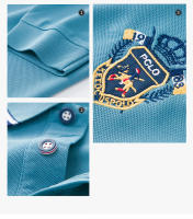 Camisa Polo Casual Para Hombres Con Bordado Manga Larga Color Sólido Moda Top Antigüedad Verano Blusa Regular De Algodónmezcla - details 3