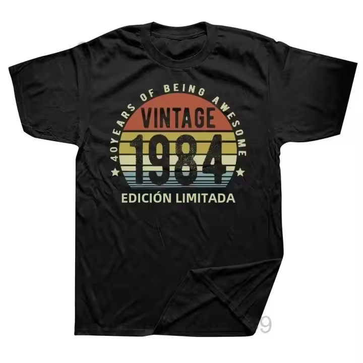 Camiseta De Algodón Vintage Para Hombre Edición Limitada 40 Años 1984 Regalo Ideal Para Cumpleaños Y Aniversarios Manga Corta Estilo Casual - 1