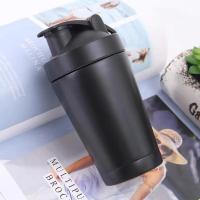 Botella De Proteína De Acero Inoxidable 500/750ml a Prueba De Fugas Para Gimnasio Y Fitness Con Escala Y Mezclador Para Batidos De Leche En Polvo - details 11