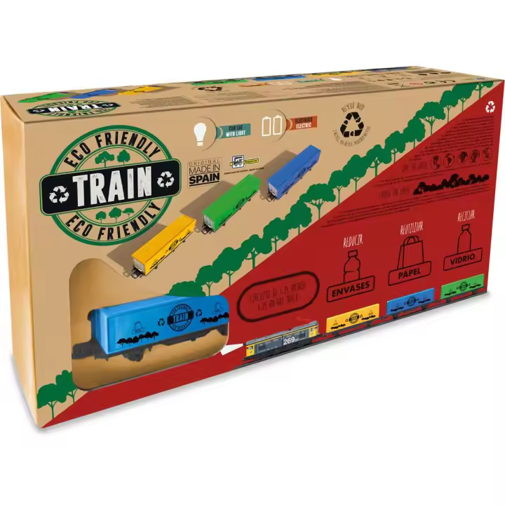 Tren Eléctrico Renfe Reciclaje con Luz, Tunel y Encarrilador Trenes a escala Pequetren - 1
