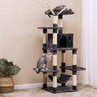 Árbol para gatos rascador con nidos, hamaca, plataformas y bolas de juego, altura de 154 cm en colores opcionales - details 6