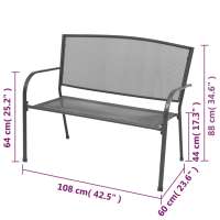 vidaXL Banco de jardín de acero y malla gris antracita 108 cm - details 5