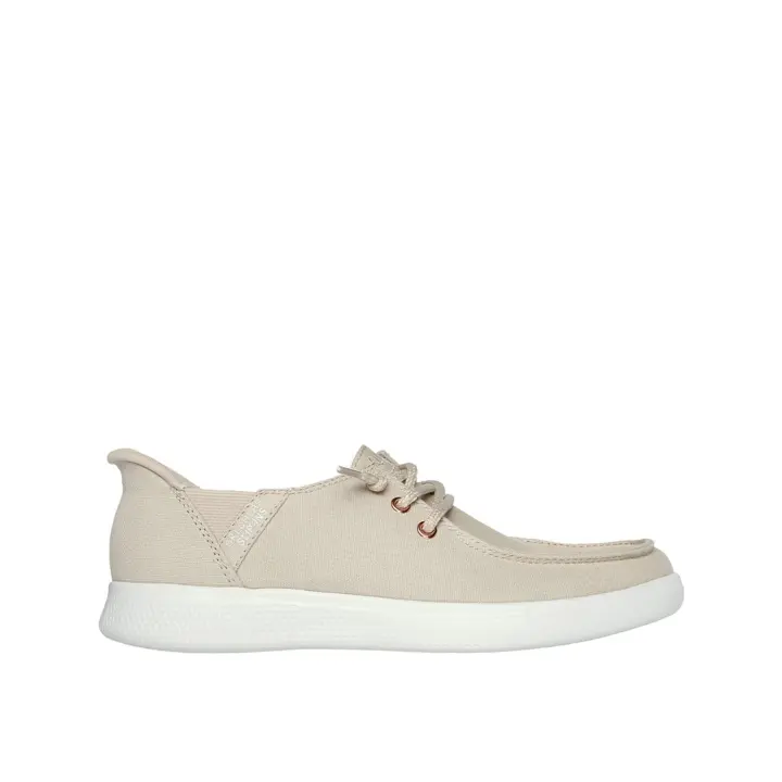 Skechers 114814_NAT Mocasines náuticos para mujer beige natural en textil 80248 - 1