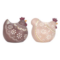 CAPRILO REGALOS & DECORACIÓN Set de 2 Figuras Decorativas de Resina Multicolores "Gallinas Cenefas". Adornos y Esculturas. Animales. Regalos Originales. Decoración Hogar. 15 x 11 x 14 cm. - details 2
