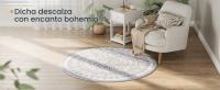 SONGMICS HOME Alfombra, Diámetro de 120 cm, Alfombra Redonda Antideslizante, Decoración del Hogar, para Salón, Dormitorio, Lavable a Máquina, Estilo Boho, Gris Paloma/Beige Capuchino - details 0