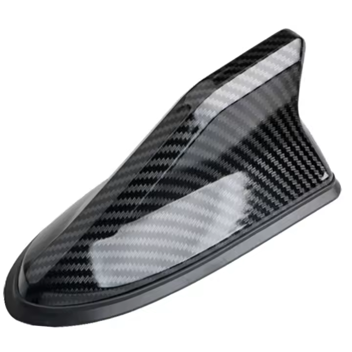 Antena de Coche de Fibra de Carbono Universal de 16cm con Amplificador de Señal y Montaje en Techo con Aleta de Tiburón - 1