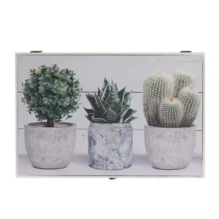 Dcasa Tapa de contador diseño lienzo cactus verde , cubrecontador para cuadro de luz - 1