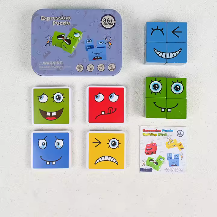 Juego De Tablero De Bloques Cubo Cambio De Cara Juguete De Madera Montessori Para Niños Desafío Mental Educativo Regalo - 1