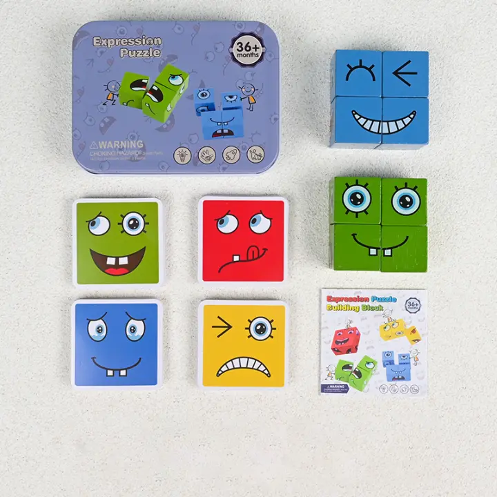 Juego De Tablero De Bloques Cubo Cambio De Cara Juguete De Madera Montessori Para Niños Desafío Mental Educativo Regalo - 1