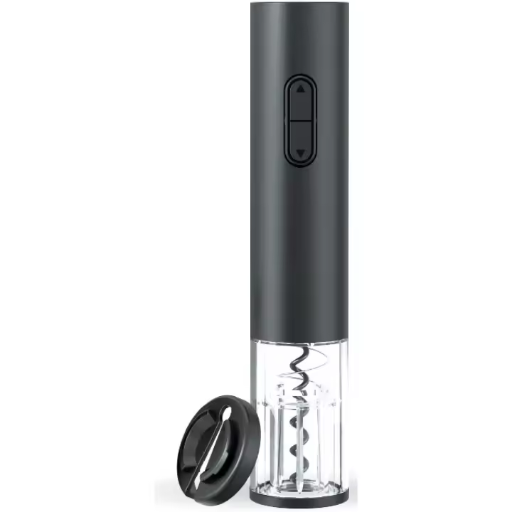 Sacacorcos Eléctrico Inalámbrico | Abrebotellas Eléctrico de Botellas de Vino y Cortador de Papel Aluminiona | Funciona con 4 Pilas AA | Corchos sintéticos y de Madera | Colour Negro - 1