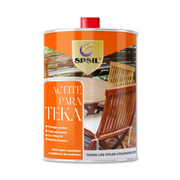 LILI HOME Aceite para Teka - Protección y Nutrición - 1 Litro está especialmente formulado para proteger y nutrir la madera de teka y otras maderas duras. Este producto es ideal tanto para interiores como para exteriores, ofreciendo una protección durader - 1
