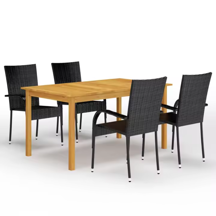 vidaXL Juego de comedor para jardín 5 piezas negro - 1