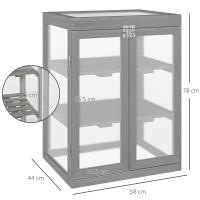 Invernadero de Marco frío de 3 estantes con 2 Puertas, de madera y policarbonato, resistente a la intemperie, hasta 15 kg por estante, gris oscuro - details 6