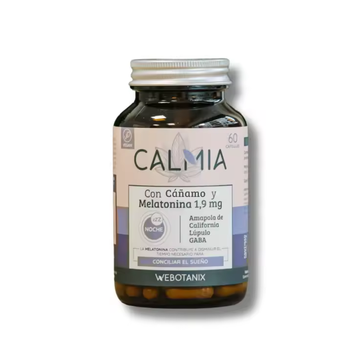 WeBotanix  Calmia Noche 60 Cápsulas  Melatonina 1,9 mg. + Amapola de California + Lúpulo + GABA  Mejora la Calidad del Sueño  Pastillas para Dormir Bien  Productos para el Sueño  Vegano - 1