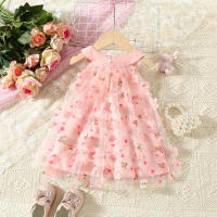Vestido De Princesa Sin Mangas Para Bebés Niñas Con Flores En Malla Para El Verano 0-3 Años Vestido Lindo Y Cutes Para Niñas - details 5