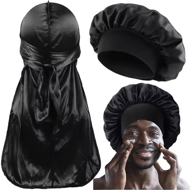 Pañuelo De Cabeza Largo Para Hombres Y Mujeres 2/3PCS Durag De Seda Tapabocas De Noche Estilo Pirata Bufanda De Sueño Unisex Bandana Turbante Hijab Multifuncional Para Todas Las Estaciones - 1