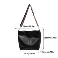 Bolso De Hombro Para Mujer En Cuero PU Vintage De Color Sólido Moda Con Correa Ancha Y Estilo Crossbody Bolsa De Buque - details 18