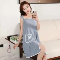 Toalla De Baño Coral Suave Y Absorbente Traje De Baño De Paja Espesado Toalla De Cuello Alto Camisola Para Mujer - details 17