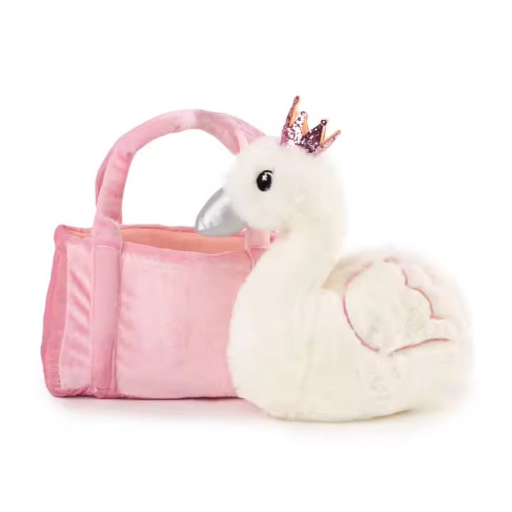 Peluche soft de cisne en la bolsa color Rosay blanca 20cm para ninas - 1