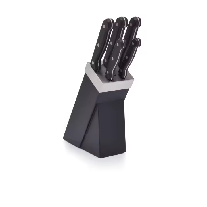 KitchenCraft Juego de 5 Cuchillos de Cocina con Soporte de Acero Inoxidable, 3 x 20 cm, 1 x 12,5 cm y 1 x 7,5 cm - 1