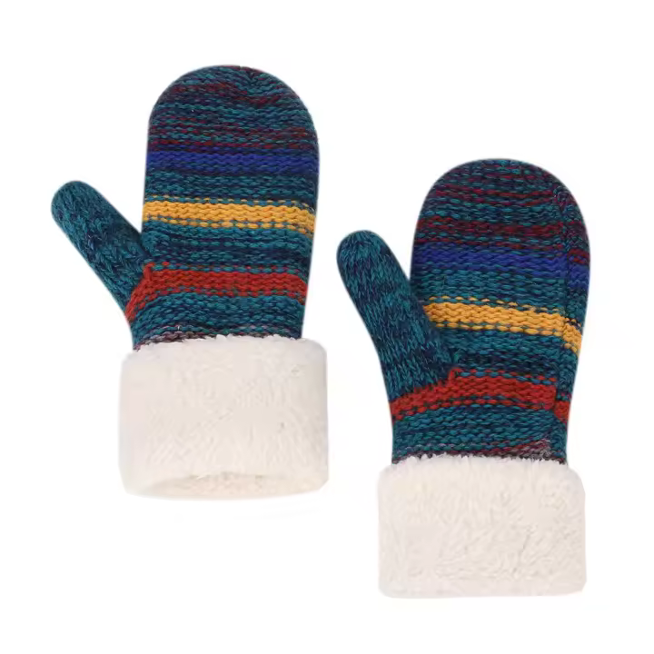 Guantes de ciclismo de esquí con dedos completos para niñas con aislamiento grueso de lana cálida de invierno para mujer - 1