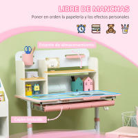 HOMCOM Juego de Escritorio y Silla para Niños de +3 Años Pupitre Infantil Altura Ajustable con 1 Cajón 1 Estante para Libros y Tablero de Mesa Inclinable 80x52x88-109 cm - details 5