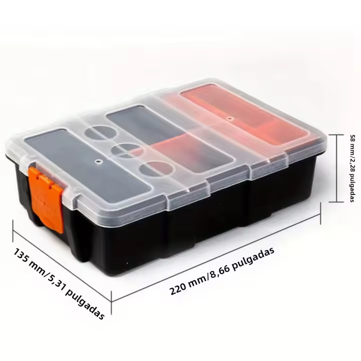 Caja De Almacenamiento De Herramientas Portátil Caja De Partes Plástica Con Múltiples Redes Y Combinación De Tornillos Para Reparación De Garage - 1