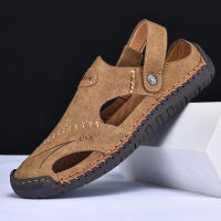 Sandalias De Verano Hechas a Mano Para Hombre Zapatos De Cuero Transpirables Antideslizantes Para Playa Y Exteriores Moda Casual Talla Verdadera - details 3