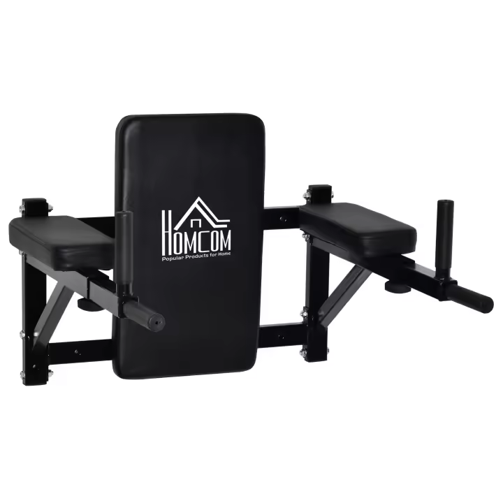 HOMCOM Barra de Musculación para Pared con Brazos Ajustables para hacer Dominadas Flexiones y Crossfit en Casa 70x53-63x48 cm Negro - 1