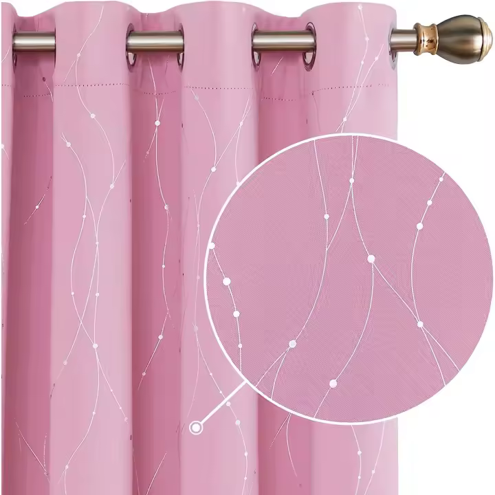 Deconovo Cortinas opacas con ojales y aislamiento térmico, 2 piezas, 108x160 cm, rosa - 1