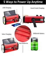 5000mAh Radio DE EMERGENCIA FM XSY-320 portátil de mano-powered Alarma Solar recargable con Alarma SOS Lintera Meteorológica de Energía para el hogar del coche - details 7