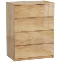 HOMCOM Cómoda de 4 cajones para dormitorio, estilo moderno y elegante, con mecanismo de cierre suave, para dormitorio y salón, madera natural - details 0