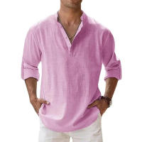 Camisa Hawaiana De Algodón Y Lino Para Hombres Estilo Streetwear Ligera Con Cuello Y Manga Larga Transpirable Para Playa Y Uso Diario - details 7