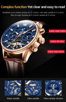 Reloj Mecánico Para Hombre OLEVS 6658 Con Fase Lunar Y Luminosidad Resistente Al Agua De Cuero Acero Inoxidable Y Dial Luminoso - details 12