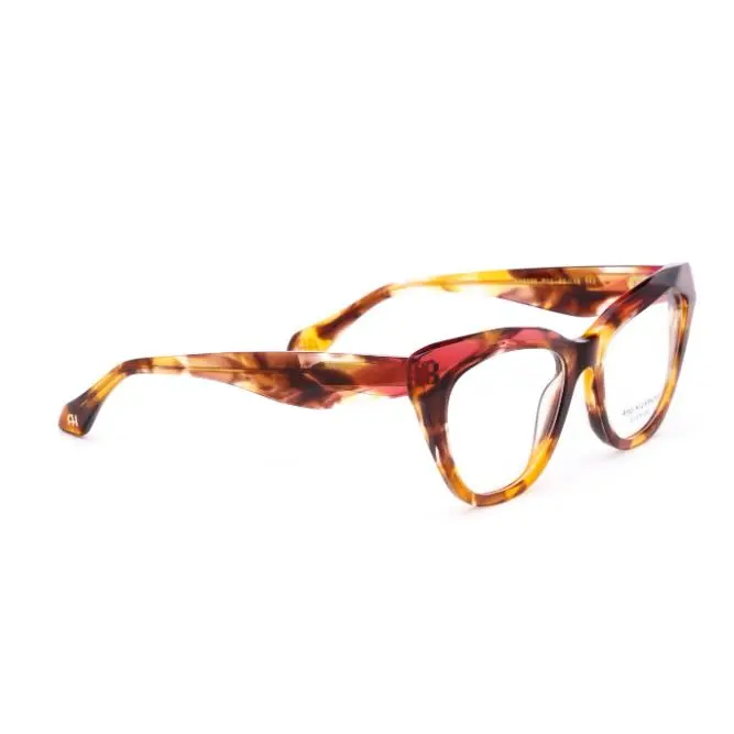 MONTURA MUJER ANA HICKMANN AH6599 P02 52-18 142  Montura Acetato Habana   Frente con efecto doble relieve color Coral  Varillas efecto doble relieve   Forma Mariposa  - 1